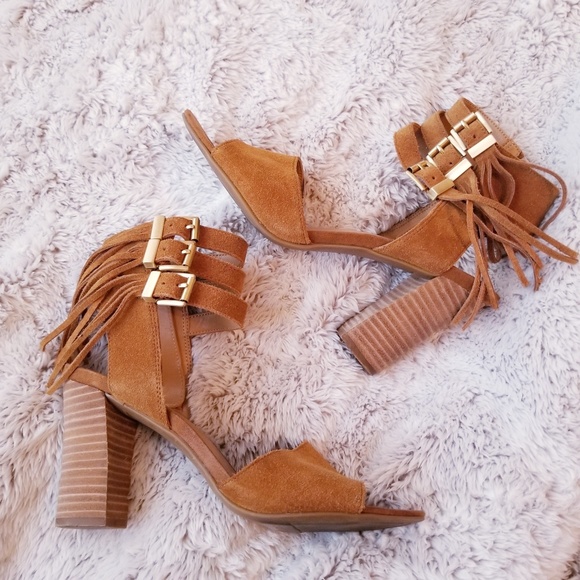 Franco Sarto Shoes - Franco Sarto Delmar Suede Fringe Block Heels